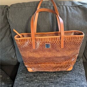 Dooney & Bourke Brown Snake Print Tote Bag